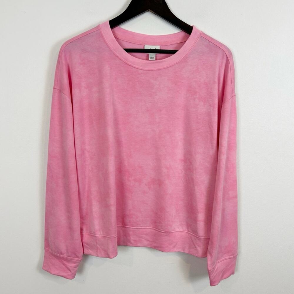 Jenni Super Soft Crewneck Pajama Top Pink Tie-Dye Wash Size Large